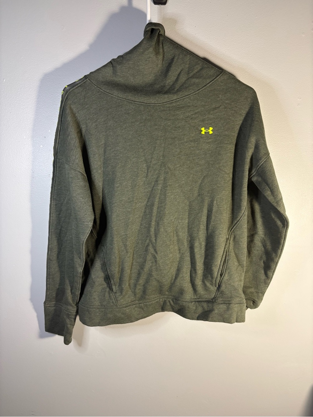Under Armour Men's Olive Green Crewneck with Yellow Logo